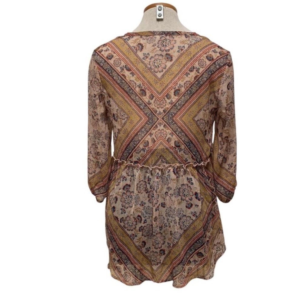 3/$20 Knox Rose Flowy Floral Boho Babydoll Blouse, Long Sleeve, Fall, Women’s XS - Picture 4 of 6